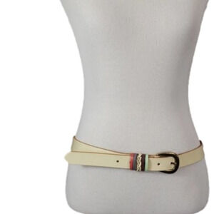 Genuine Leather cream belt with multi color